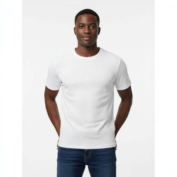 White Relax Fit Jacquard T Shirt Nawao.com