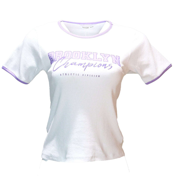 White Rib Contrast T Shirt Nawao.com