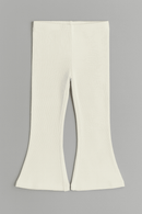 White Rib Flared Leggings White Nawao.com