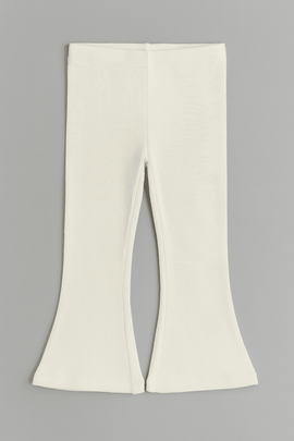 White Rib Flared Leggings White Nawao.com