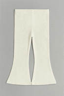 White Rib Flared Leggings White Nawao.com
