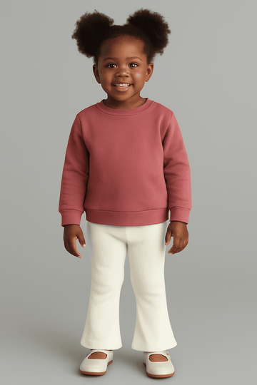 White Rib Flared Leggings White Nawao.com
