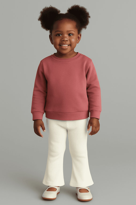 White Rib Flared Leggings White Nawao.com