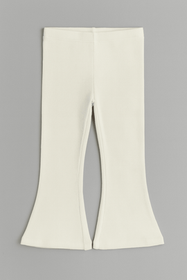 White Rib Flared Leggings White Nawao.com