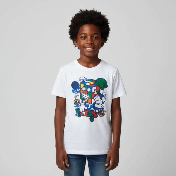 White Rubi Cube Skate     S S Graphic T Shirt White Nawao.com