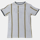White S S Festive Printed Smart Tshirt With Emb White Nawao.com