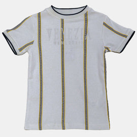 White S S Festive Printed Smart Tshirt With Emb White Nawao.com