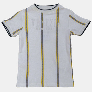 White S S Festive Printed Smart Tshirt With Emb White Nawao.com