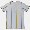 White S S Festive Printed Smart Tshirt With Emb White Nawao.com