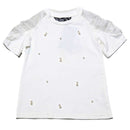 White S S T Shirt With Beads Work At Front Nawao.com