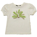 White S S T Shirt With Chiffon Work At Front Nawao.com