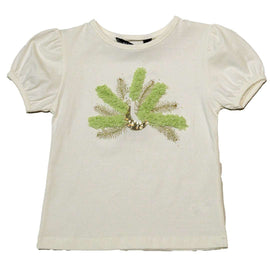 White S S T Shirt With Chiffon Work At Front Nawao.com