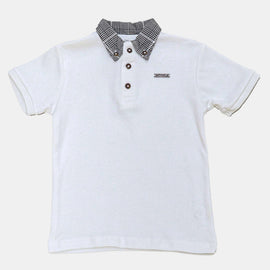 White S S Woven Collar Smart Button Down Polo White Nawao.com