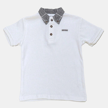 White S S Woven Collar Smart Button Down Polo White Nawao.com