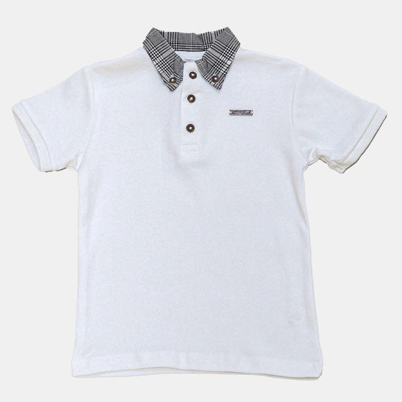 White S S Woven Collar Smart Button Down Polo White Nawao.com