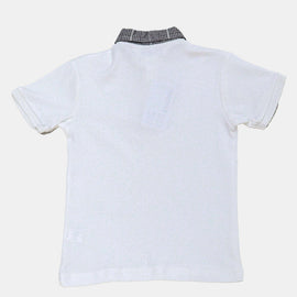 White S S Woven Collar Smart Button Down Polo White Nawao.com