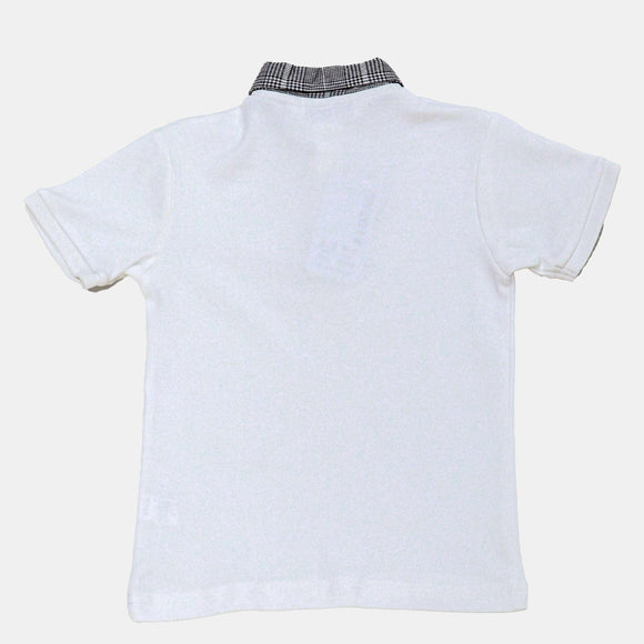 White S S Woven Collar Smart Button Down Polo White Nawao.com