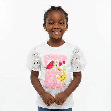 White Schiffli Frills At Slv With Embellishment Top White Nawao.com