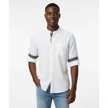 White Seersucker Shirt Nawao.com