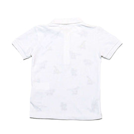 White Short Sleeve Emb Polo Shirt Nawao.com