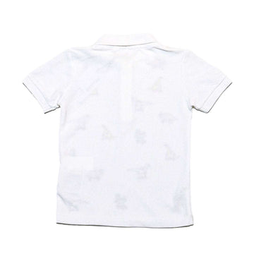 White Short Sleeve Emb Polo Shirt Nawao.com