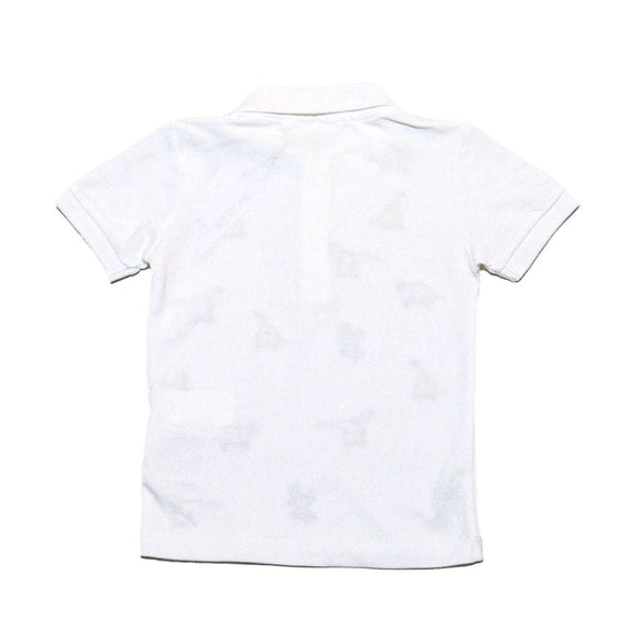 White Short Sleeve Emb Polo Shirt Nawao.com