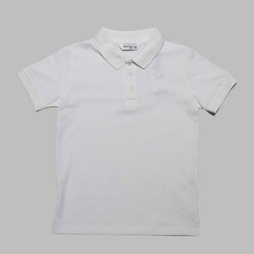 White Short Sleeve Polo Shirt White Nawao.com