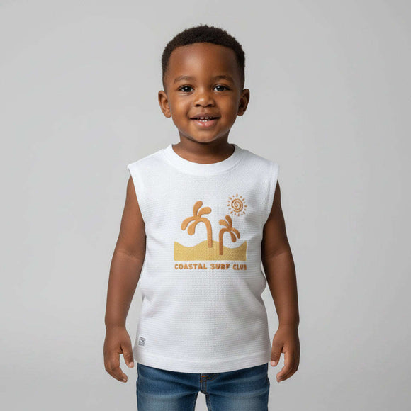 White Sleeve Less T Shirt White Nawao.com