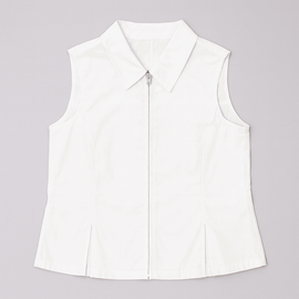 WHITE SLEEVELESS SHIRT BLOUSE Nawao.com