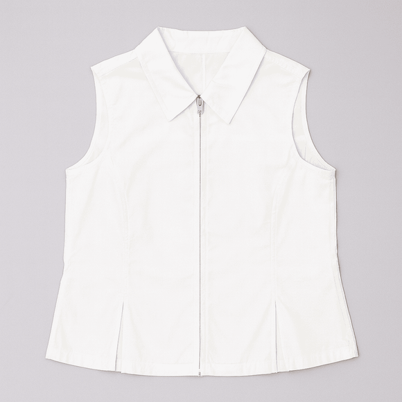 WHITE SLEEVELESS SHIRT BLOUSE Nawao.com