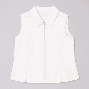 WHITE SLEEVELESS SHIRT BLOUSE Nawao.com