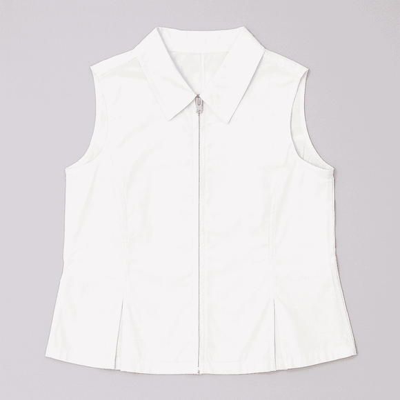 WHITE SLEEVELESS SHIRT BLOUSE Nawao.com