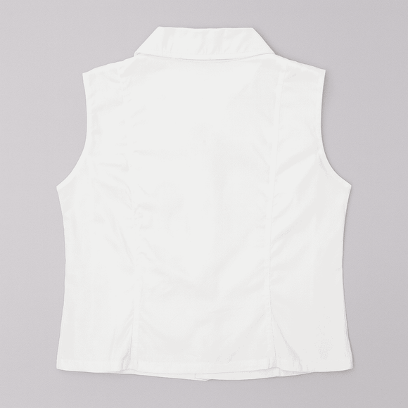 WHITE SLEEVELESS SHIRT BLOUSE Nawao.com