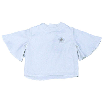 White Solid Cotton Sateen Flutter Sleeves Blouse Nawao.com
