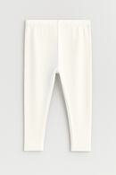 White Solid Leggings White Nawao.com