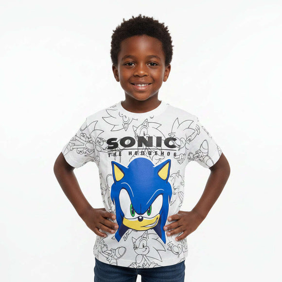 White Sonic Aop Short Sleeve T Shirt White Nawao.com
