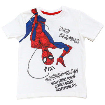 White Spider Man graphic Short Sleeve T Shirt White Nawao.com