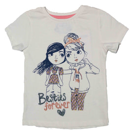 White Ss Girls Placement Print Tshirt  White Nawao.com