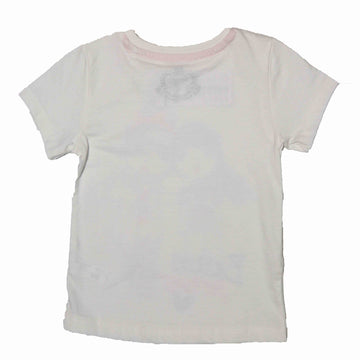 White Ss Girls Placement Print Tshirt  White Nawao.com