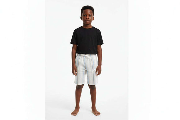 White Stripe Shorts White Nawao.com