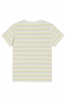 White Striped Jacquard Henley Tshirt Nawao.com