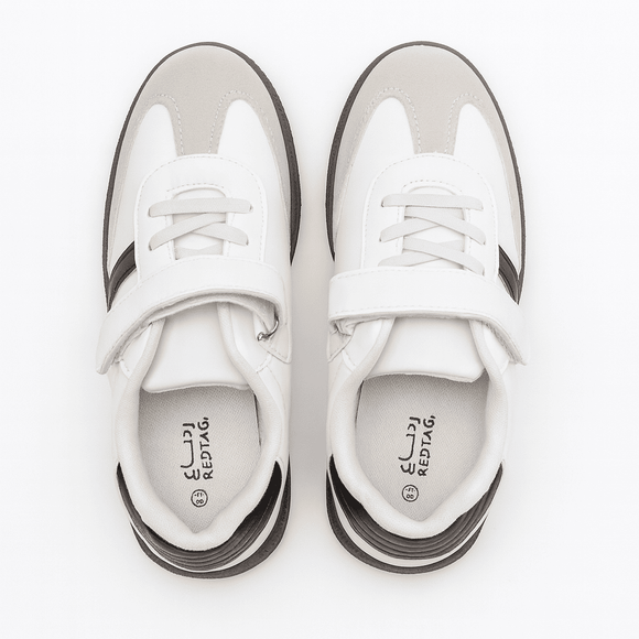 White Stripped Overlay Sneaker Nawao.com