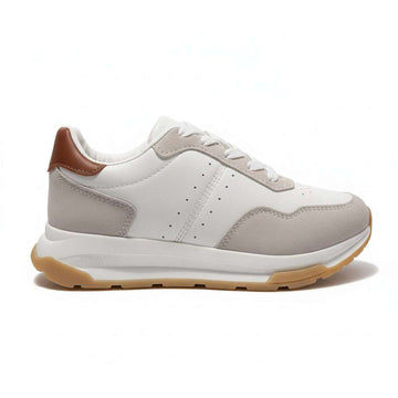 White Stripped Overlay Sneaker White Nawao.com