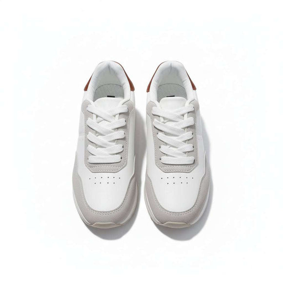 White Stripped Overlay Sneaker White Nawao.com