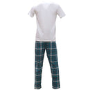White T Shirt And Dark Grey Stripes Pyjama Set White Nawao.com