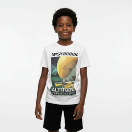 White T Shirt With Black Shorts Nasa Pyjama Set White Nawao.com