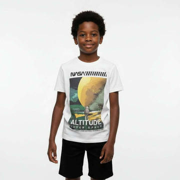 White T Shirt With Black Shorts Nasa Pyjama Set White Nawao.com