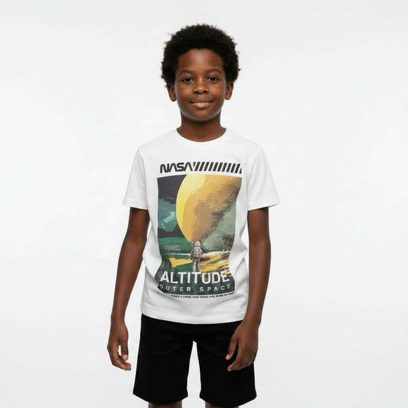 White T Shirt With Black Shorts Nasa Pyjama Set White Nawao.com