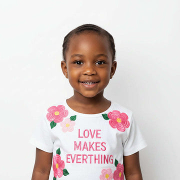 White T Shirt With Crochet Flower Detail White Nawao.com