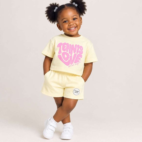 White Tennis Love Placement Print Boxy T  Shirt White Nawao.com